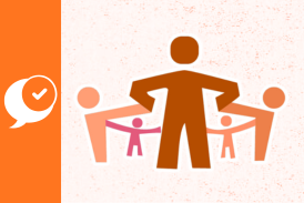 Logo conselho participativo municipal na cor laranja com bonecos 