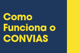 A imagem é dividida verticalmente. À esquerda, em um fundo azul escuro, está escrito 